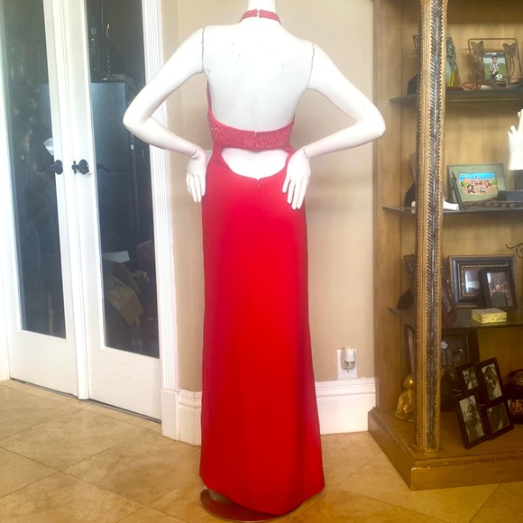 Cire A DIvision of Landra Red Halter Prom Cocktail Formal Gown Dress Sz 4 - Picture 6 of 11